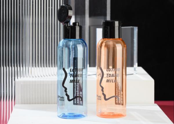 Buy cheap Colorful Transparent Plastic Cosmetic Bottle Round Shoulder For Body Wash 400ml from wholesalers