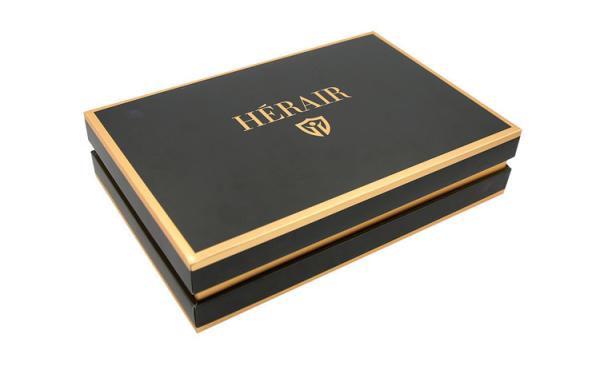 Buy cheap Custom printed Rigid Cardboard Box Black For Hair from wholesalers