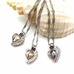 Top Grade Women Pearl Heart Cage Zircon Pendant Necklace for Birthday Gift