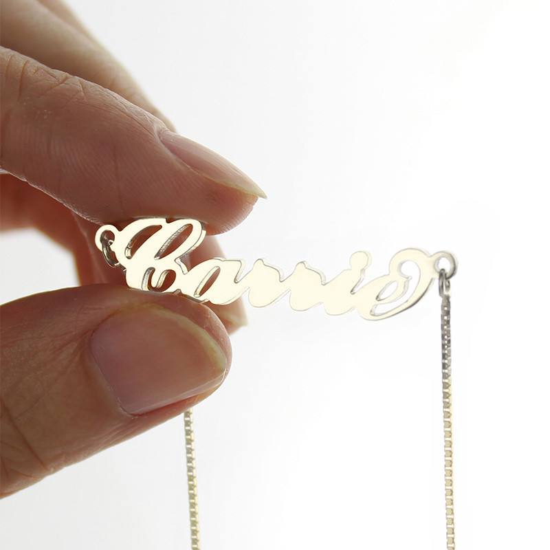 55cm chain 0.07oz Custom Silver Necklaces 18K gold Carrie Style Name Necklace