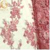 Buy cheap French Tulle Net Lace Fabric Pink 3D Flowers Embroidery For Party Dress from wholesalers