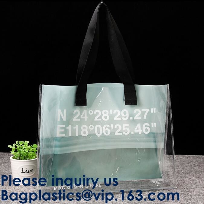 Promo Custom Logo PVC shopping bag gift bag printed bag, Reusable PVC Plastic Transparent Shopping Bag, Bagease, PACK