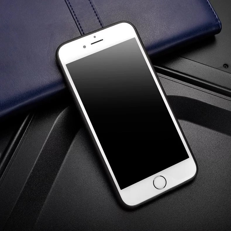 Leather pattern TPU pure color shockproof ultra thin brown soft case with stand for IphoneX 8 7plus 6s