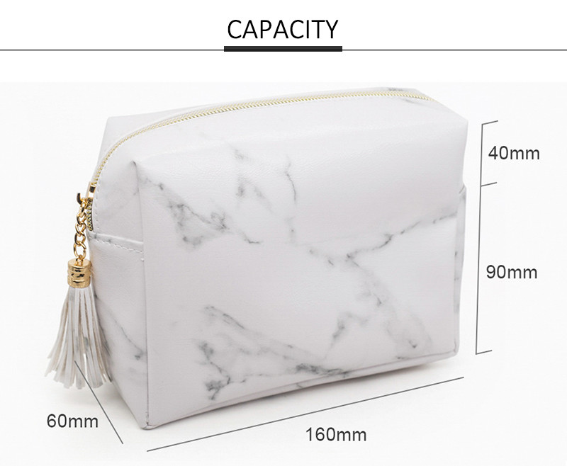 White Marble Leather Cosmetic Bag Blanks Promotion PU Makeup Brushe Bag