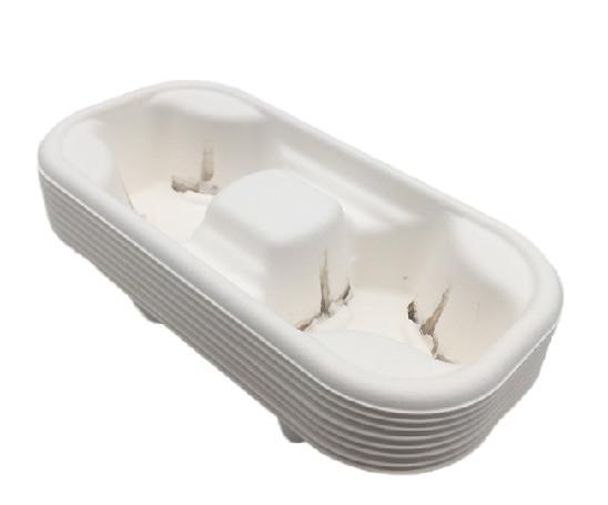 Quality Sugarcane 218x110x47mm 2 Compartment Drink Carrier Tray for sale