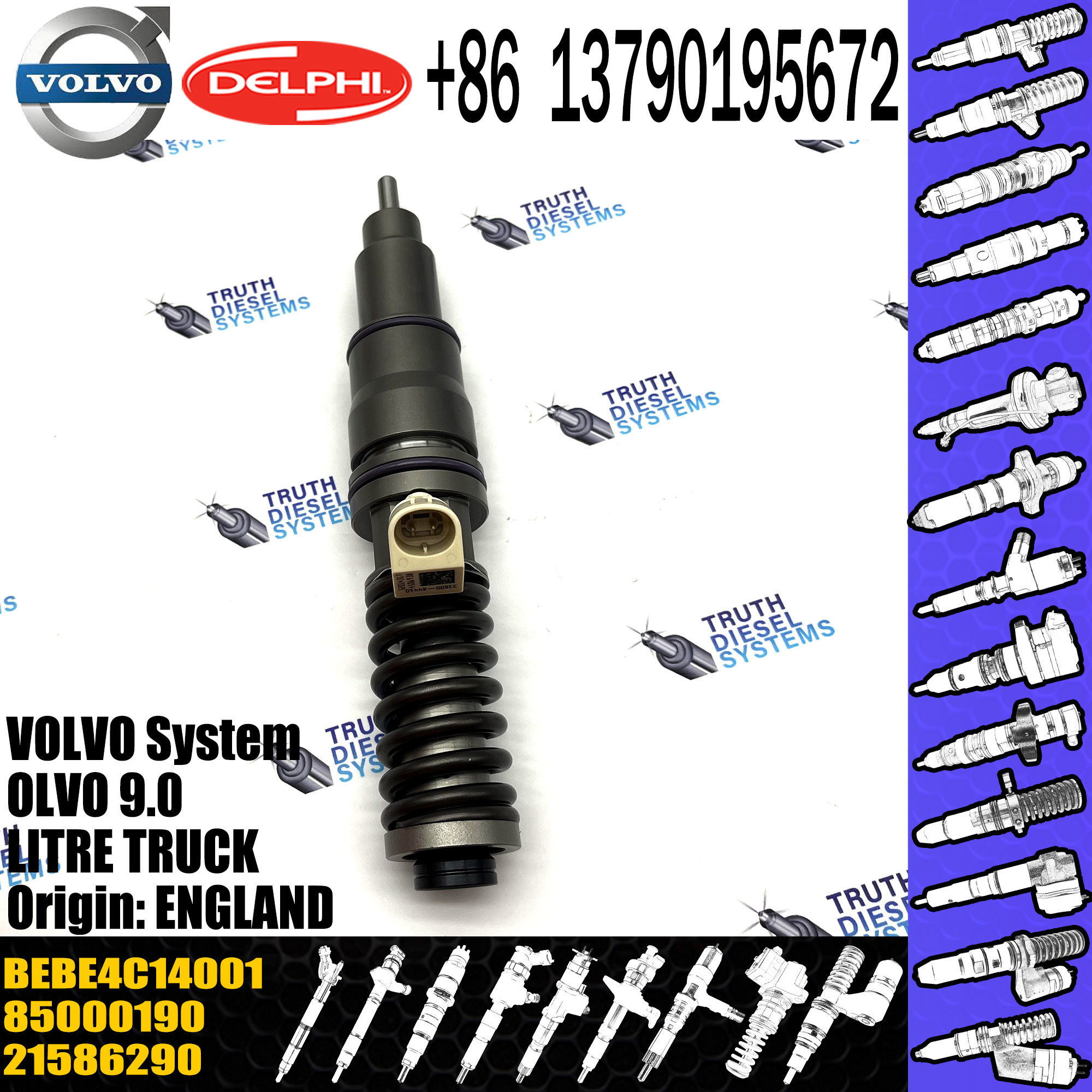 Direct Sale Diesel Fuel Injector 21586290 3801441 BEBE4C14001 For VOL 9.0 LITRE TRUCK