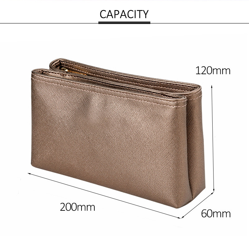 Double Zipper Travel Toiletry Cosmetic Waterproof Shiny PU Bag
