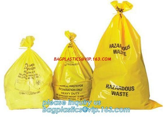 Asbestos Removal, disposable plastic yellow poly asbestos warning printed burial bags, Asbestos clear plastic packing ju