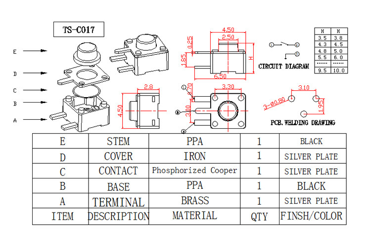 Lead Free Micro Momentary Push Button Switch Momentary Operation Type
