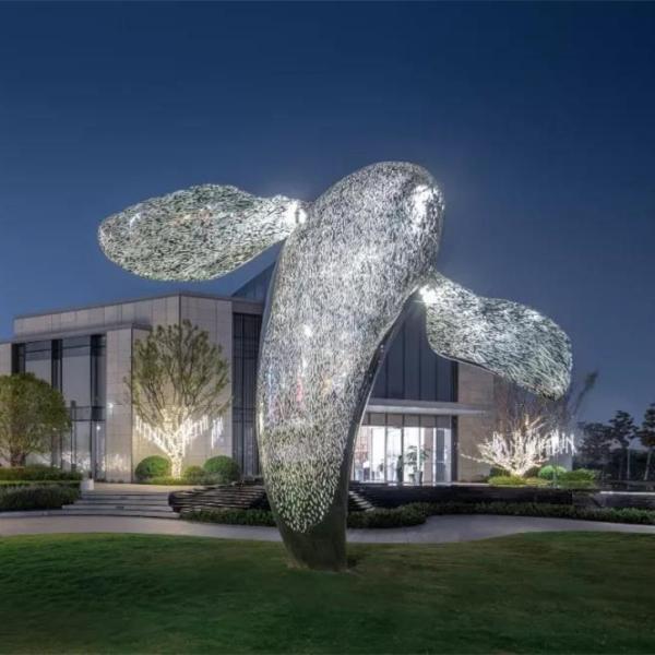 Buy cheap Hollow Whale Outdoor Metal Fish Sculptures Large Stainless Steel Translucent from wholesalers