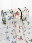 Flower Printed Personalized Organza Ribbon 4cm Flora Ivory Organza Ribbon