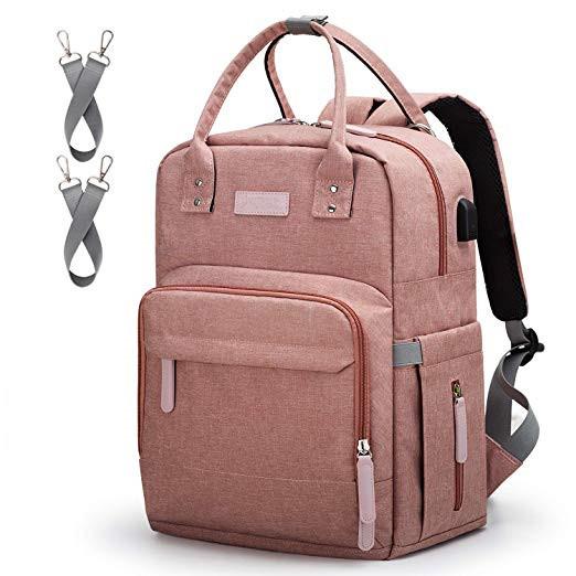 Buy cheap Canvas Mummy Diaper Bag / Baby Travel Changing Bag With Laptop Pocket USB Charging Port from wholesalers