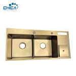 SUS201 304 Stainless Steel Double Bowl Topmount Kitchen Sink Commercial