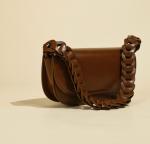 Twisted Woven PU Shoulder Bag 5cm 13cm Black Leather Baguette Bag