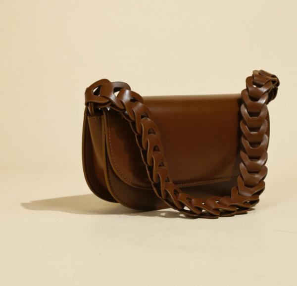 Buy cheap Twisted Woven PU Shoulder Bag 5cm 13cm Black Leather Baguette Bag from wholesalers