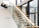 Mono Stringer Contemporary Glass Staircase , Steel And Wood Staircase Design