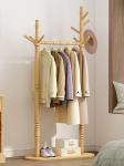 78cm Solid Wood Free Standing Coat Rack Hanger Stand Double Pole