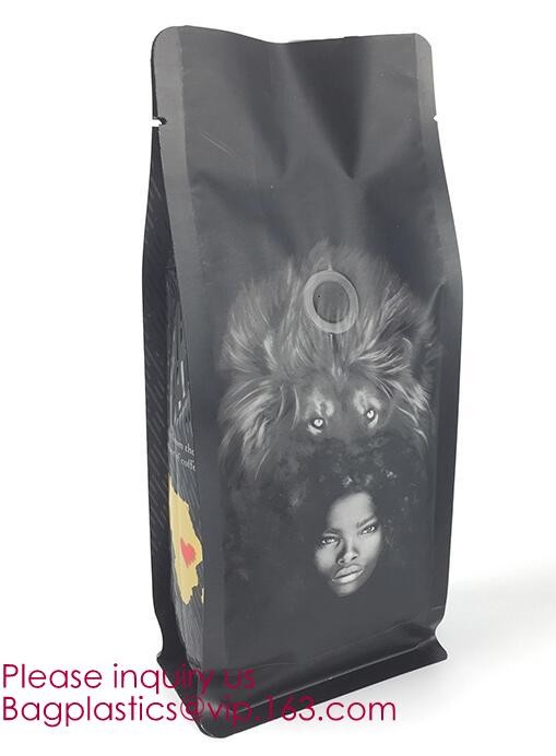 custom printed 500g 1kg 2kg aluminum foil square bottom coffee bag with valve,coffee bean packaging square block bottom