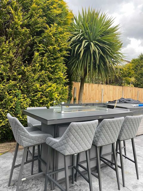 Mail Packing AJUNION All Weather Outdoor Dining Set with Firepit Table