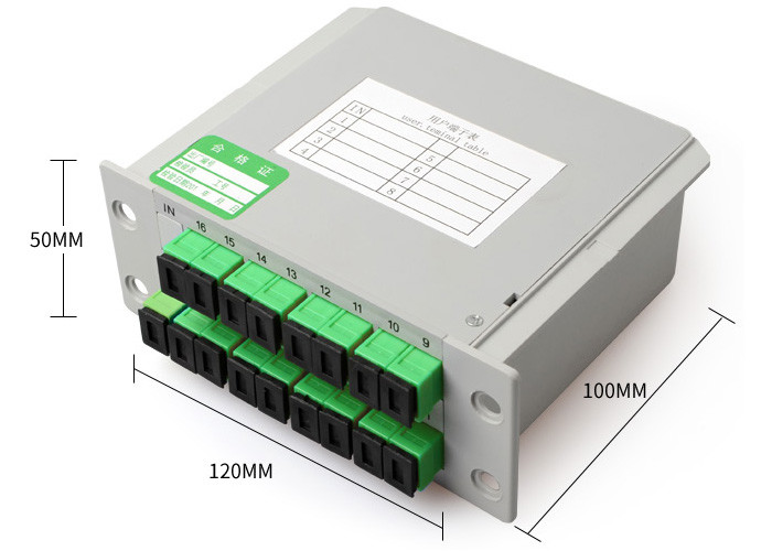 SC APC 1x16 Splitter Box For Fiber Optic Cable, Cassette Plc Fiber Optic Splitter