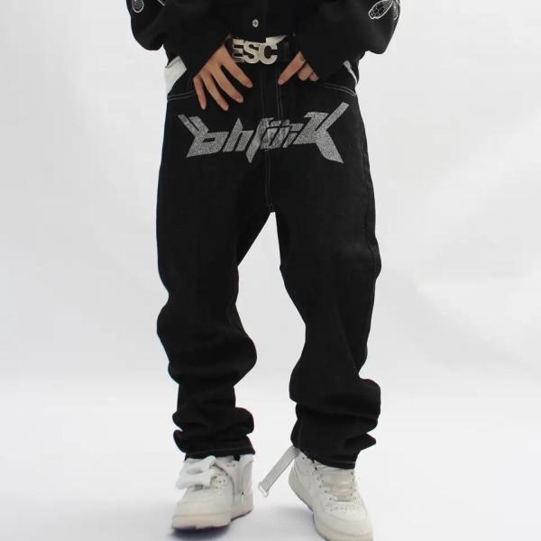 Buy cheap 2023 Hot Selling Jeans High Streetwear Flared Jeans Men Fashion Hip-Hop Loose Straight Pants from wholesalers