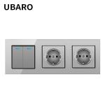 Wall Mounted Switch Socket Combination 300W 2 Button Touch Light Switches And