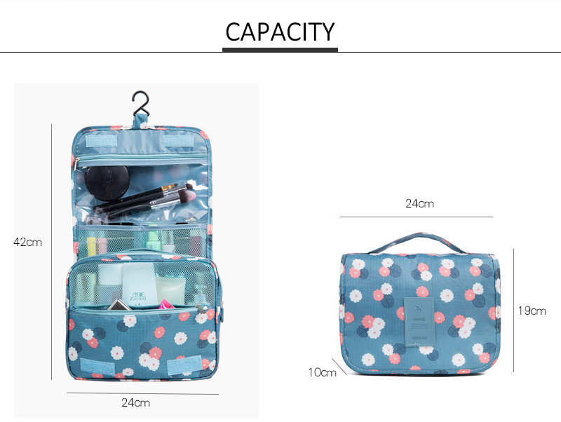 Custom Waterproof Folding Large Capacity Toiletry Hanging Makeup Bag
