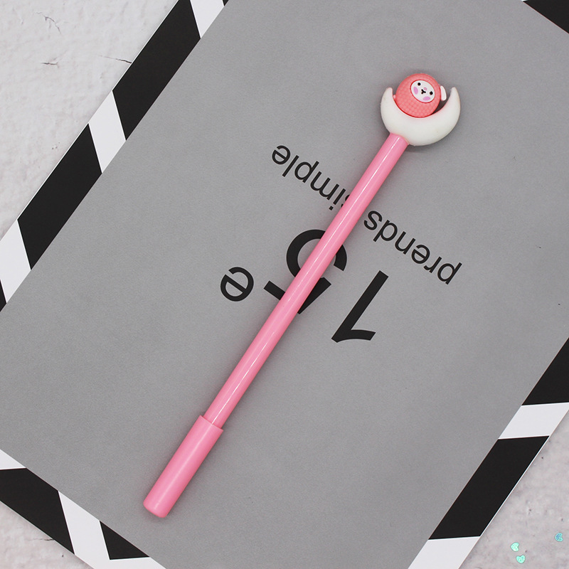 Stationery Supplies Plastic Cartoon 0.38mm Beautiful Black Gel Pen for Office and School