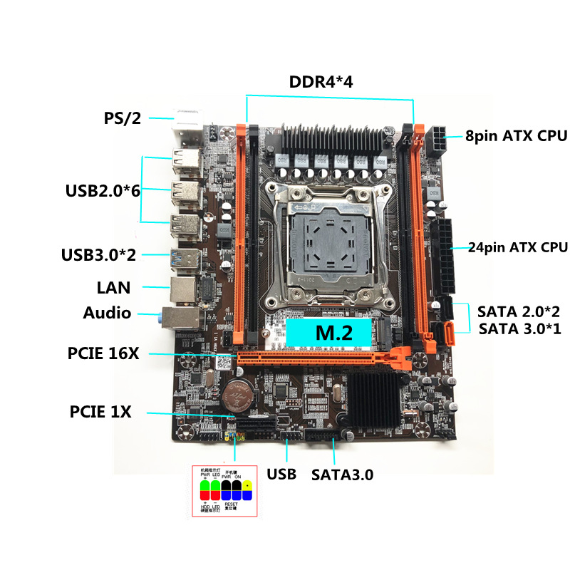 X99 Motherboard LGA-2011 X99H Desktop Mainboard E5 CPU DDR4 Ram M2 SSD