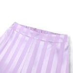 2022 Summer customized shirt pajamas set purple stripes long-sleeved silk