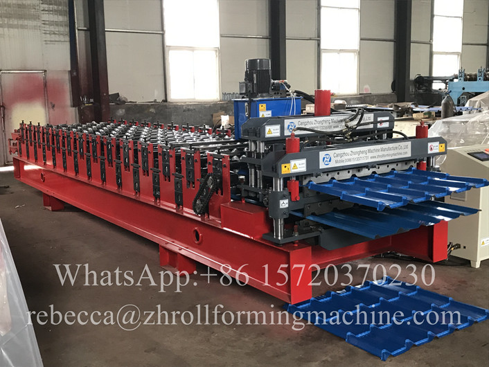 Full Automatic Double Glazed Roof Tile Roll Forming Machine With Wave Pressing