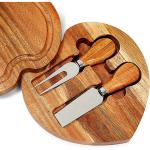 Wooden Heart Cheese Board Set Stainless Steel Knife Cheese Cutting Board Cutlery