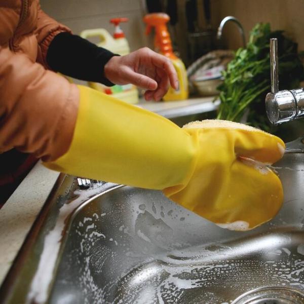 Buy cheap Yellow Household Dishwashing Sponge Gloves Easy Use For Kitchen Cleaning from wholesalers