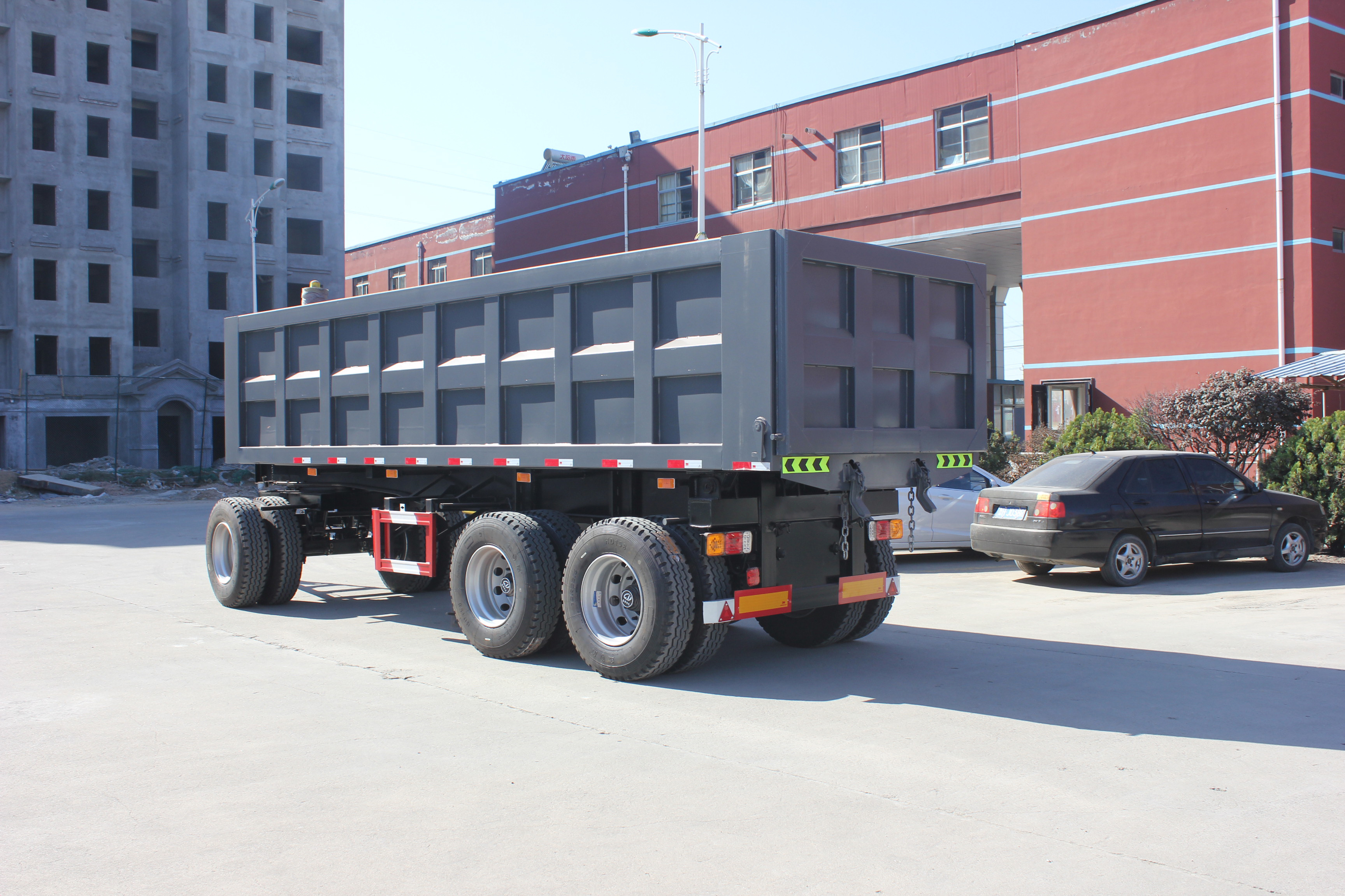 20 Ton Cargo Dump Semi Trailer Truck with 2 Axles Full Trailer Drawbar and Leaf Spring