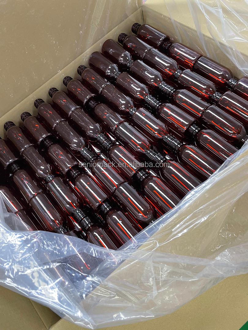 Promethezine PET Collar Material 100ml 120ml 3oz 4oz Amber PET Cough Syrup Bottles Plastic Bottle Lean Bottle