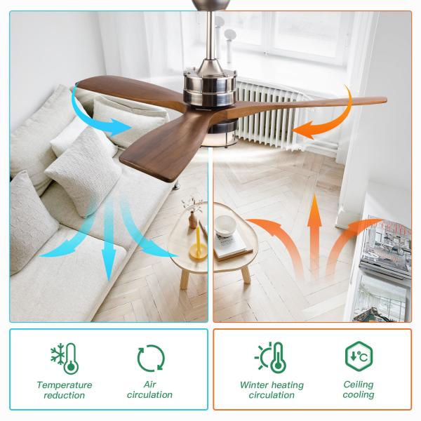 42 Inch 52 Inch Modern DC Motor Remote Control Solid Wood Blade Led Ceiling Fan