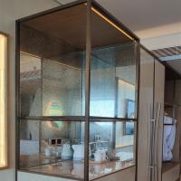 Buy cheap Clothing store display rack stainless steel drawing mirror titanium gold clothes product