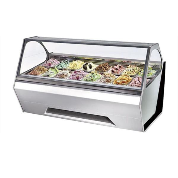 Buy cheap 12 Pans Italian Gelato Showcase , Curved Glass Freezer For Ice Cream Display from wholesalers
