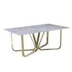 Rose Gold OEM Luxury Marble Dining Table 6 Seater Naturally hard wearing