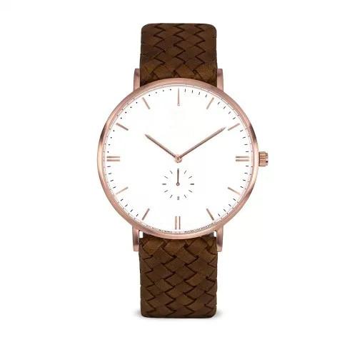 Buy cheap Weaving leather strap miyota movt quartz mens watch rose gold from wholesalers