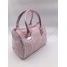 Buy cheap Round Type Design Travel Tote Bags For Women Pink Stripe Two Stylish PU Handle from wholesalers