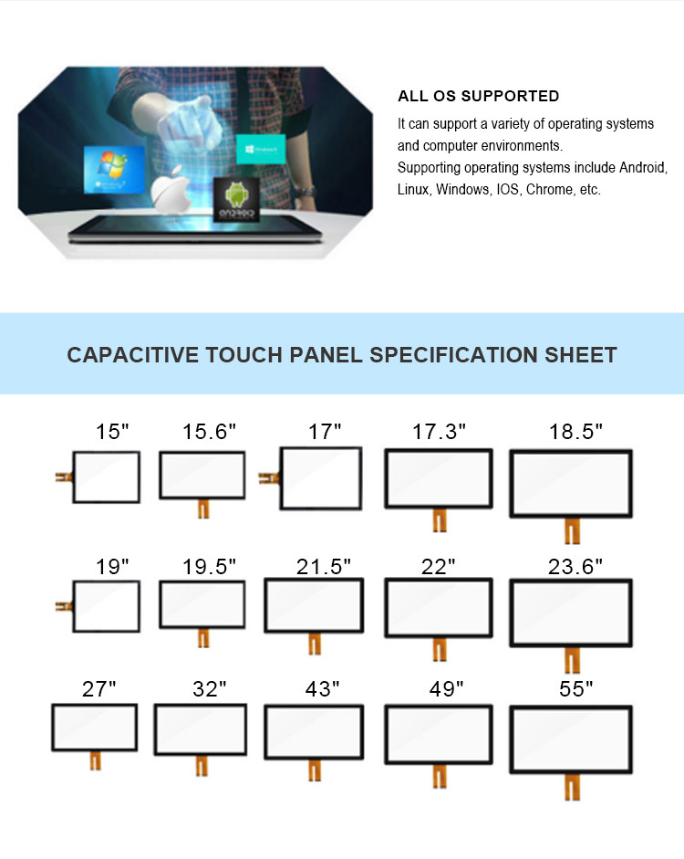 Multi Touch USB 21.5 Inch Capacitive Touch Panel