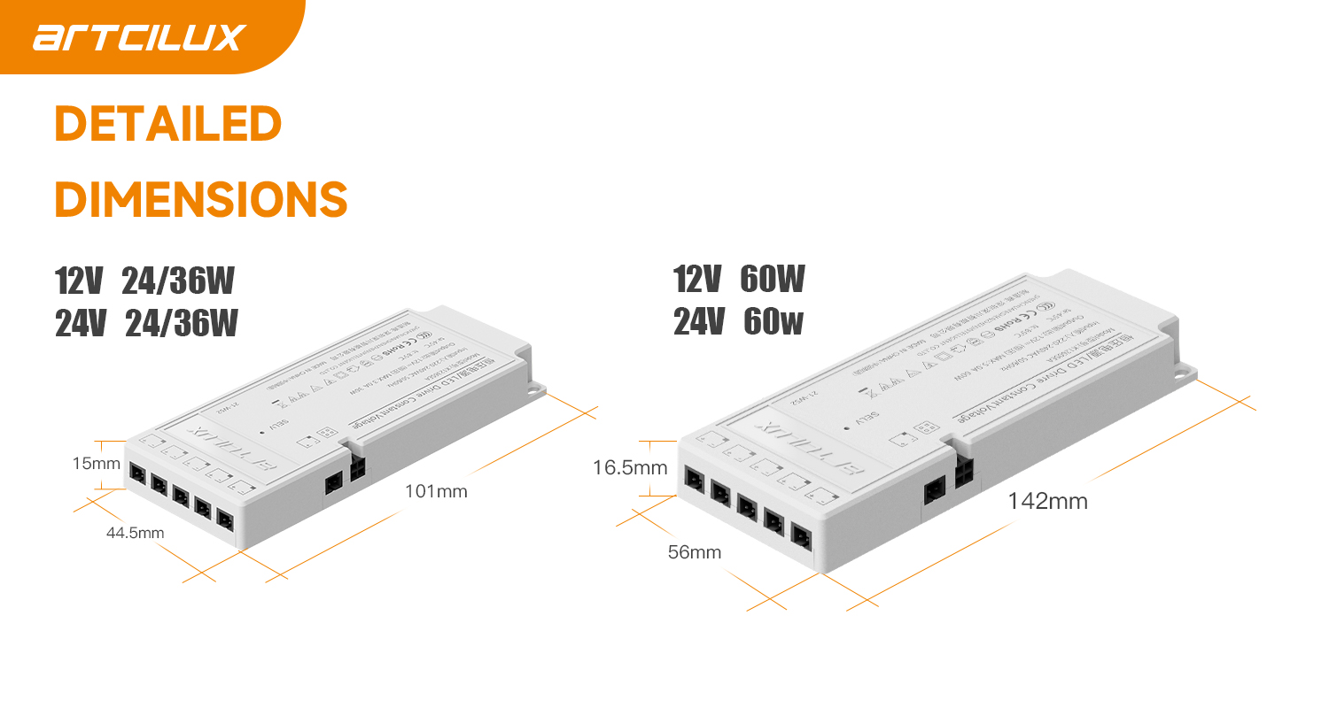 Ultra Slim LED Smart Power Supply For Under Cabinet Lighting Multiple Output Types