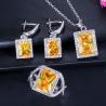 Buy cheap Fashion Square Shiny Rhinestones Necklace Ring Earrings Wedding Jewelry Elegant Luxury New Women Jewelry Sets from wholesalers