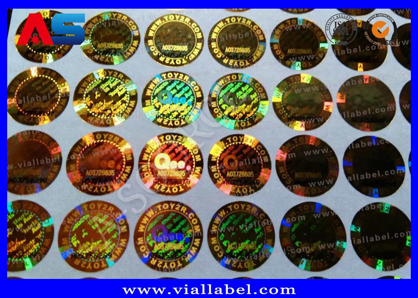 2cm Diameter Custom Holographic Stickers Anti - Counterfeiting PET Material