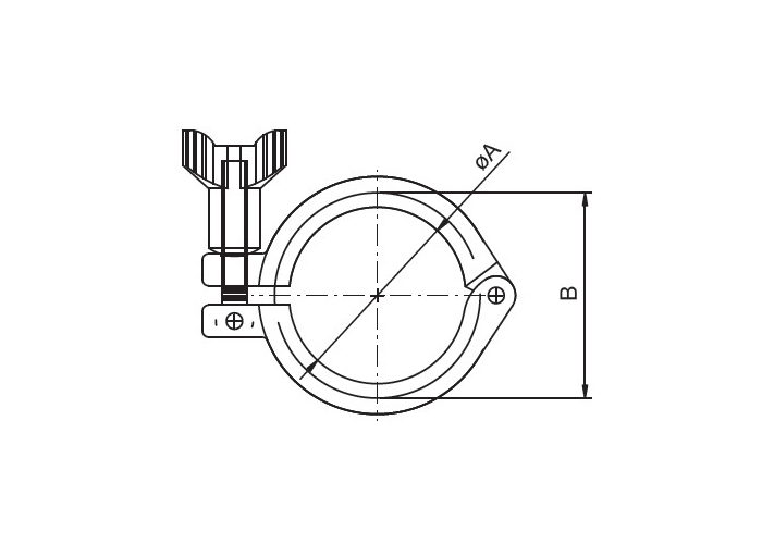 Dimension of Sanitary Clamp – Heavy Duty Single Pin Clamp – 13MHH – Sanitary Fitting