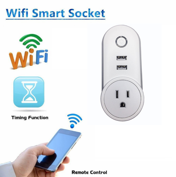 Home Automation System Wifi Smart Plug Socket Non - Grounding 10A Rated Current