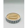 Buy cheap White Polyresin Bathroom Countertop Accessories Round Taper Shape With Wood Part Toilet Accessories Set Toilet Brushes Hand Wash Dispenser from wholesalers