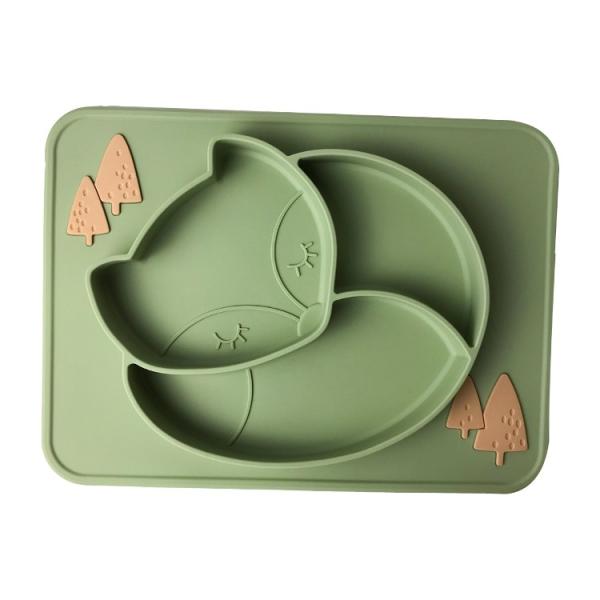 Buy cheap Custom Green Silicone Baby Tray Fox Shape BPA Free Silicone Baby Plate from wholesalers