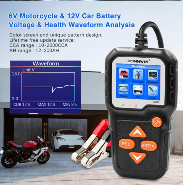 Buy cheap Konnwei KW650 ABS BCI100 FCC Car Battery Tester 6-12V 2.4 Inchs LCD from wholesalers